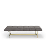 A Upholstered Leather Coffee Table with Metal Base