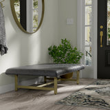 A Upholstered Leather Coffee Table with Metal Base
