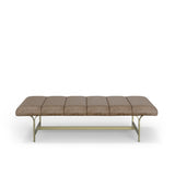 A Upholstered Leather Coffee Table with Metal Base