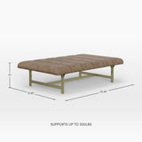 A Upholstered Leather Coffee Table with Metal Base