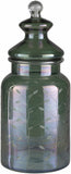 Stewartville Green Etched Glass Jar - Clearance