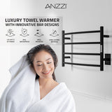 ANZZI Glow Series 4-Bar Compact Towel Warmer (23.5" L x 16.5" H), Dual Installation, Digital Control Panel, Rhino Alloy Certified Stainless Steel