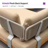 PURPLE LEAF Sicilia U-Shaped Modular Outdoor Sectional with Sunbrella Khaki Cushions Flexible Layout for Commercial Outdoor Spaces