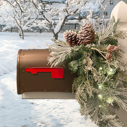 36 Inch Snowfall Creek Mailbox Swag - Pre-lit with LED Lights