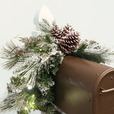 36 Inch Snowfall Creek Mailbox Swag - Pre-lit with LED Lights