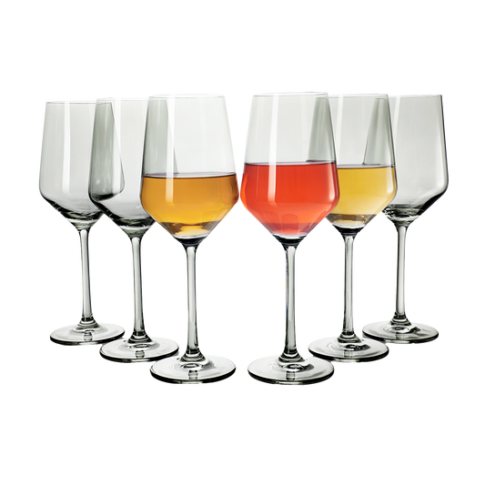 Colored Wine Glass Set, 12oz Glasses Set of 6 (Smoke Grey)