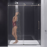 Madam Series 50 to 54 in. x 76 in. Frameless Sliding Shower Door with 3/8" (10mm) Tempered Clear Glass