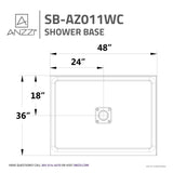 ANZZI Fissure 48" x 36" Single Threshold Shower Pan, Durable Marine Grade Acrylic, cUPC Certified, Center Drain, Contemporary Style