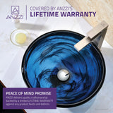 Soave Series 17 in. Bathroom Vessel Sink with Scratch-Tough and Stain-Resistant Surface in Sapphire Wisp Glass