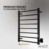 ANZZI Bell Series 8-Bar Wall Mounted Towel Warmer (23.6" L x 36.25" H), Dual Installation, Digital Control Panel, Rhino Alloy Certified Stainless Steel