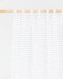 Tab top linen curtain panel (1 pcs) in Charcoal grid