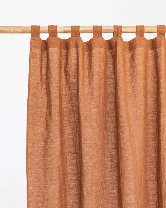 Tab top linen curtain panel (1 pcs) in Cinnamon