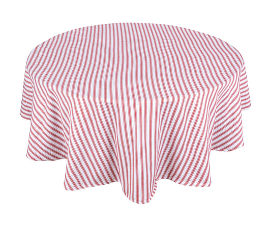 Red Ticking Tablecloth - Red Striped Round Tablecloth