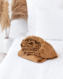 Tan linen fitted sheet