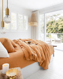 Tan linen fitted sheet