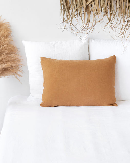 Tan linen pillowcase