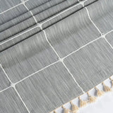 Gray Plaid Tablecloth with Tassel
