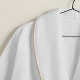 Shawl Collar Cotton Bath Robe with Border Embroidery