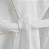 Shawl Collar Cotton Bath Robe with Border Embroidery
