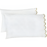 Allena 400TC Cotton Scallop Embroidery Sateen Microcheck Pillowcases (Set Of 2)