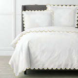 Allena 400TC Cotton Scallop Embroidery Sateen Solid Duvet Cover Set