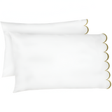 Allena 400TC Cotton Scallop Embroidery Sateen Solid Pillowcases (Set Of 2)