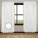 Allena Cotton Microcheck Scallop Embroidery Curtain (Set Of 2)