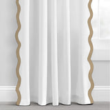 400TC Applique Scalloped Embroidery Cotton Curtain (Set Of 2)