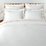 400TC Cotton Scallop Embroidery Sateen Solid Duvet Cover Set