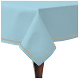 Double Embroidery Border Sateen Cotton Solid Table Cloth - Light Blue