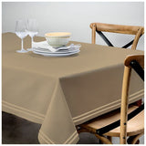 Double Embroidery Border Sateen Cotton Solid Table Cloth - Taupe