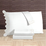 400TC Cotton Sateen Double Scallop Embroidery Pillowcases (Set Of 2)