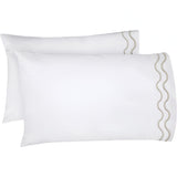 400TC Double Wavy Embroidered Cotton Pillowcases (Set of 2)
