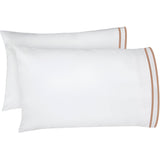 400TC Embroidery & Border Cotton Sateen Solid Pillowcases (Set Of 2)