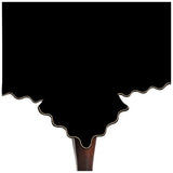 Scallop Embroidery Sateen Cotton Solid Table Cloth - Black
