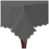 Scallop Embroidery Sateen Cotton Solid Table Cloth - Dark Grey