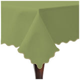Scallop Embroidery Sateen Cotton Solid Table Cloth - Sage