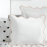 400TC Cotton Scallop Embroidery Sateen Solid Euro Sham
