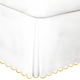 Allena 400TC Sateen Solid Cotton Scallop Embroidery Tailored Bed Skirt