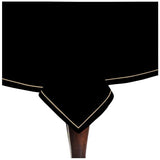 Single Embroidery Border Sateen Cotton Solid Table Cloth - Black