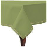 Single Embroidery Border Sateen Cotton Solid Table Cloth - Sage