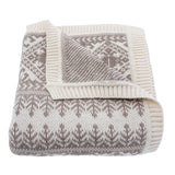 Fair Isle Taupe Knit Throw Blanket