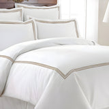 400TC Cotton Triple Embroidery Sateen Solid Duvet Cover Set
