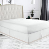 400TC Sateen Solid Cotton Triple Embroidered Tailored Bed Skirt