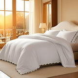 400TC U Shape Scallop Embroidery Cotton Duvet Cover Set