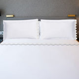 400TC U Shape Scallop Embroidery Cotton Solid Sheet Set