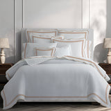 400TC Wavy Embroidery & Border Cotton Sateen Solid Duvet Cover Set