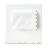 Allena 400TC Cotton Scallop Embroidery Sateen Solid Sheet Set