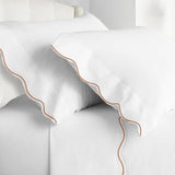 400TC Cotton Scallop Embroidery Sateen Solid Sheet Set