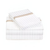 400TC Double Embroidery Sateen Stripe Cotton Sheet Set